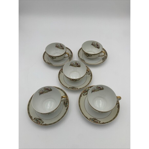Antique Noritake chelsea 5 Tea Cup and Saucer Set Made in Japan - Picture 1 of 11